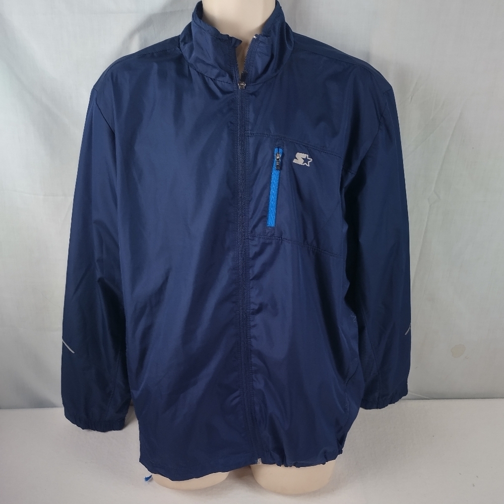 VTG Starter Men’s Large Jacket Windbreaker Blue Mesh Lined Lightweight Full Zip - Picture 3 of 10